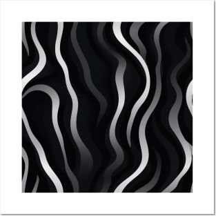 Monochrome Elegance: White Abstract Lines on Black Posters and Art